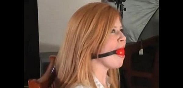  Cute little teen redhead forced tied and gagged into chair